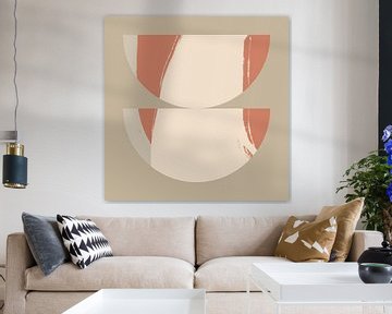 Abstracte geometrische vormen in terra, wit, beige I van Dina Dankers