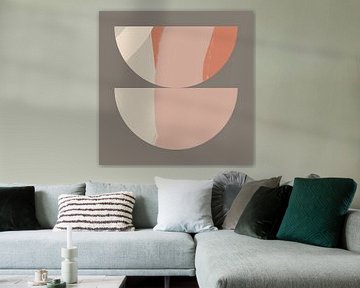 Abstracte geometrische vormen in terra, roze, beige II van Dina Dankers