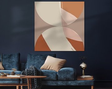 Abstracte geometrische vormen in terra, roze, beige. van Dina Dankers