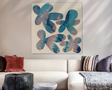 Bloemen in Boho stijl. 70s retro abstract botanisch van Dina Dankers