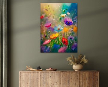 Fleurs sauvages fantaisie de la série : Fleurs des champs colorées -1 sur Studio Pieternel