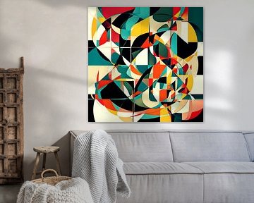 Abstract geometrisch verloren emoties kleurrijk schilderij van ComfortQ