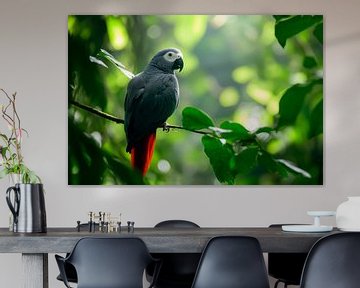 Grijze papegaai in het groen van Poster Art Shop