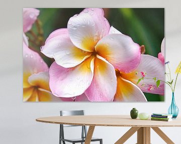 Dream palette: white, orange and pink frangipani flowers