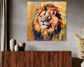 Powerful lion in vibrant colours by Poster Art Shop
