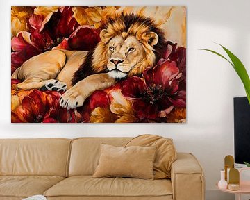Peindre un lion en fleurs sur Poster Art Shop