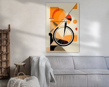 Modern bicycle graphics in orange by Poster Art Shop