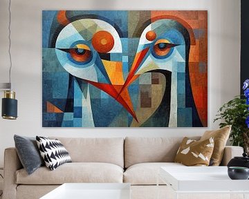 Schilderij Abstracte Vogels | Snavelmatch van ARTEO Schilderijen