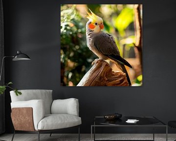Valkparkiet op een tak van Poster Art Shop