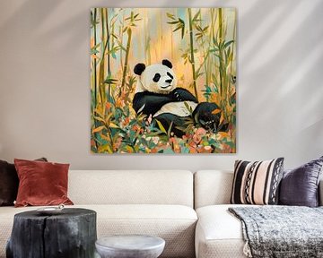 Panda ontspant in het bamboebos van Poster Art Shop