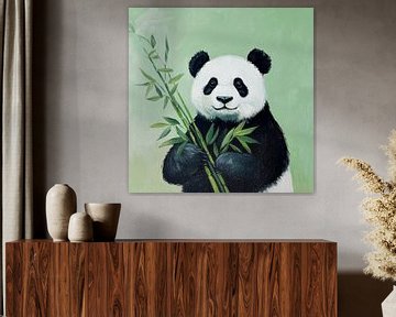 Panda met bamboe in portret van Poster Art Shop