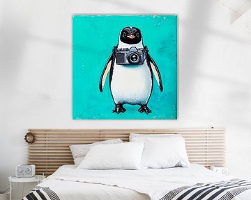 Penguin with camera illustration by Poster Art Shop