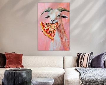 Pizza etende geit kunstwerk van Poster Art Shop