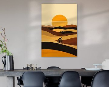 Fietsen bij zonsondergang van Poster Art Shop