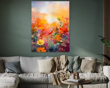 Fleurs colorées dans un champ de la série : Abstrait et coloré - 5 sur Studio Pieternel