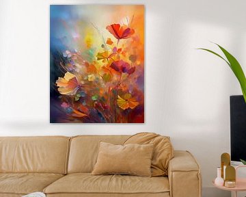 Colourful flowers in the field from the series: Abstract and colourful - 3 by Studio Pieternel