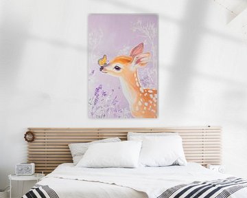Hert met vlinderillustratie van Poster Art Shop