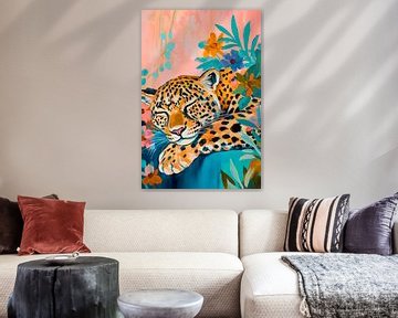 Sleeping leopard in the rainforest by Poster Art Shop