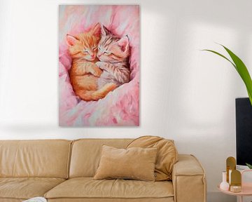 Cute kittens asleep by Poster Art Shop