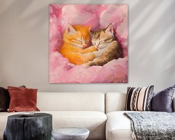 Schattige slapende kattenkunst van Poster Art Shop