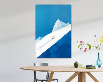 Skiërs in de besneeuwde bergen van Poster Art Shop