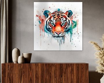 Tigerkopf Aquarell Kunstbild von Poster Art Shop
