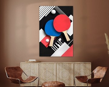 Table tennis rackets and balls design by Poster Art Shop