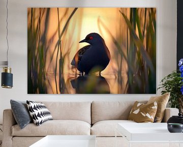 Watervogels in het avondlicht van Poster Art Shop