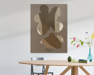 Bloemen in Boho stijl. 70s retro abstract botanisch. Bruin en taupe. van Dina Dankers