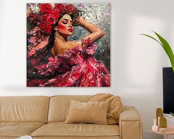 Flamenco danseres in roze impressionistische stijl van Lauri Creates
