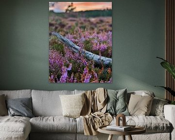 Verweerde tak tussen de heide op de Bussumerheide - AI van Marianne Eggink - Fotografie en digitale kunst