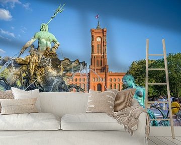 Berlijn - Neptunusfontein en rood stadhuis