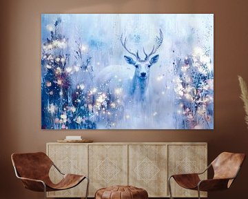 Winter Forest - Mystical Deer in Serene Landscape by Eva Lee