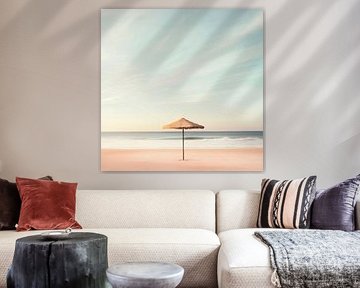Lonely lounger on the beach by Poster Art Shop