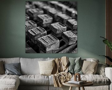Vintage Industriële muurdecoratie in zwart-wit van Vlindertuin-Art