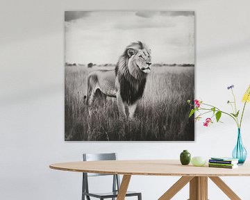 Majestätischer Löwe in der Savanne von Poster Art Shop