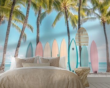 Colourful surfboards in paradise by Poster Art Shop