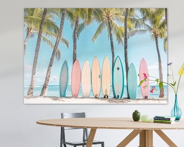 Kleurrijke surfplanken in het paradijs van Poster Art Shop