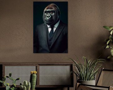 Gorilla in pak: stijl ontmoet natuur van Poster Art Shop