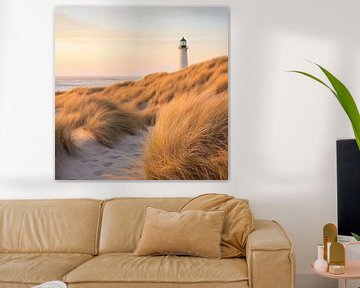 Vuurtoren in het duinlandschap van Poster Art Shop