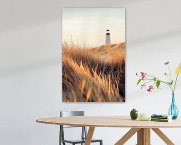 Phare dans l'herbe ensoleillée du vent sur Poster Art Shop