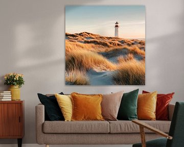 Vuurtoren bij zonsondergang van Poster Art Shop