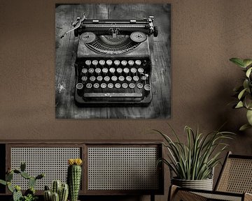 Industriële Typemachine in Zwart-Wit van Vlindertuin-Art