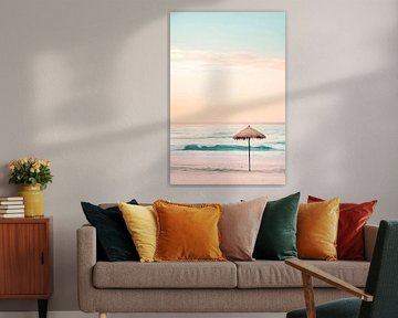 Calme au bord de la mer avec parasol sur Poster Art Shop