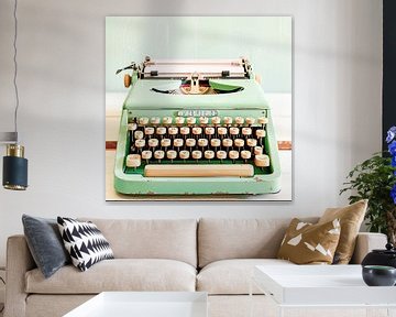 Pastel Retro Typemachine Vintage Kunst van Vlindertuin-Art