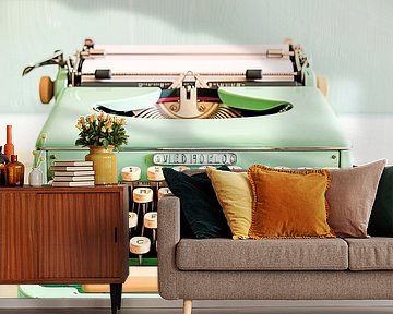 Pastel Retro Typewriter Vintage Art by Vlindertuin-Art