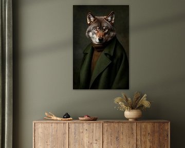 Wolf in een modern jasje van Poster Art Shop