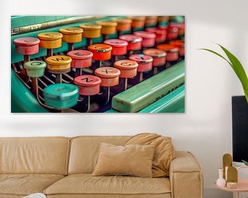 Kleurrijk retro toetsenbord typemachine van Vlindertuin-Art
