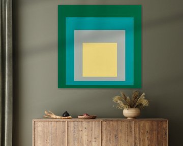 Josef Albers - Hommage an das Quadrat, grün, grau, gelb, hohe Auflösung