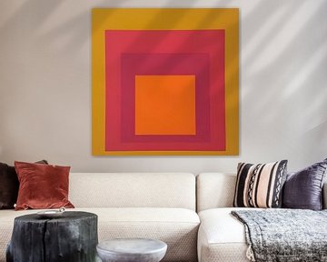 Josef Albers - Hommage aan het plein, geel, rood, oranje, roze, hoge resolutie van Vivanne